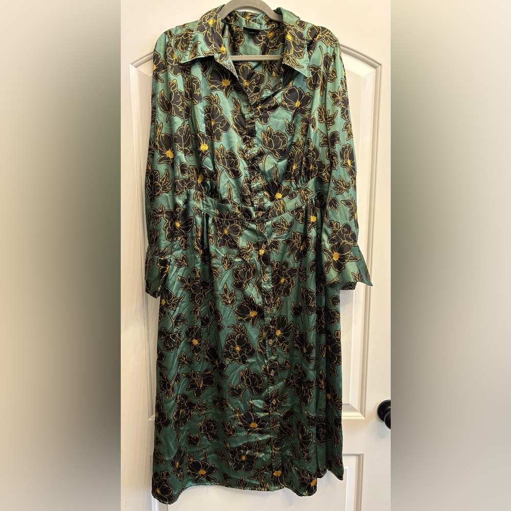 Who What Wear Botanical Print Long Sleeve Dress